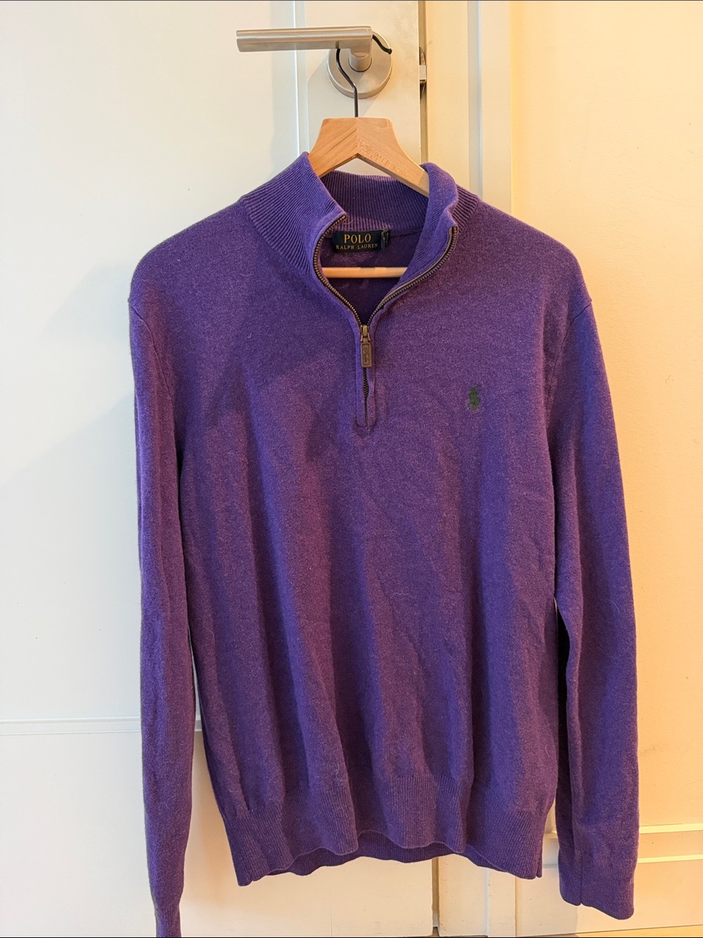 Polo by Ralph Lauren Purple Half-Zip Merino Blend Sweater